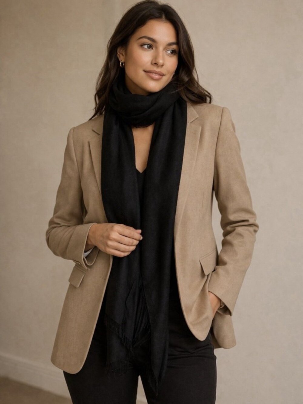 Nordstrom Tissue Weight Wool & Cashmere Scarf 29 x 73” Sheer Black $99 Flaw